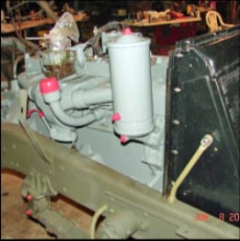 Halftrack engine compartment side view with fan and radiator