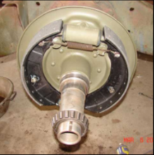 Halftrack front hub with brake drum and spindle cleaned up