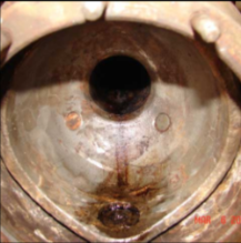 Halftrack wheel bearing race interior closeup inspection