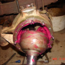 Halftrack front axle hub with pink grease and new bearings