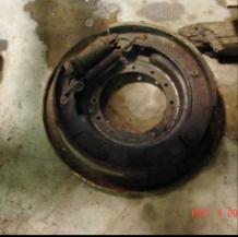 Halftrack brake backing plate removed