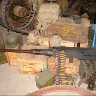 WWII ammo crates machine gun belt and helmet collecting parts