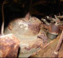 Rusted halftrack dash fitting detail