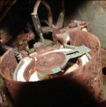 Rusted halftrack dash component with mechanical parts