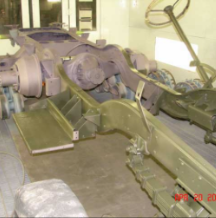 Halftrack front suspension and axle painted olive drab