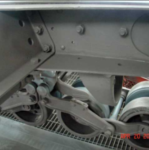 Halftrack bogie wheel assembly close-up painted