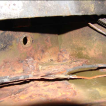 Frame rust and corrosion detail close-up