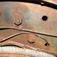 Frame brake shoe and cable routing