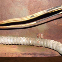 Old wiring and conduit on frame