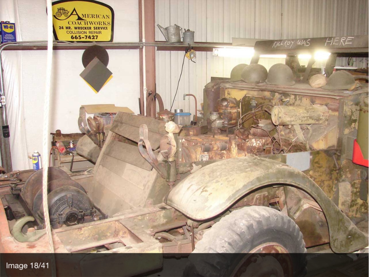 Halftrack in workshop with helmets getting started