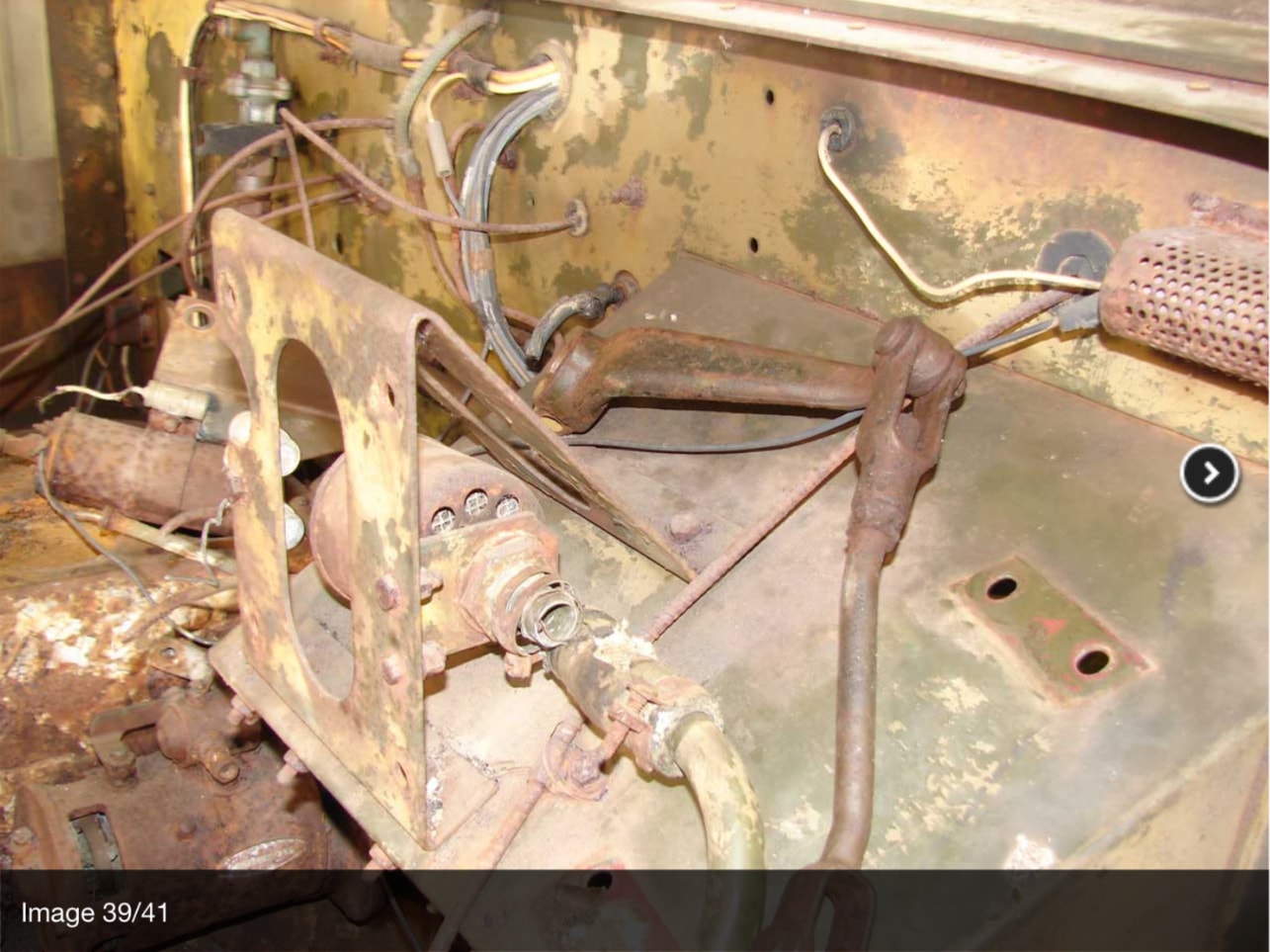 Halftrack interior dash area steering and brake controls