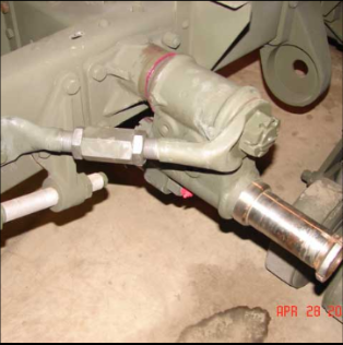 Swing arm shaft assembly close-up